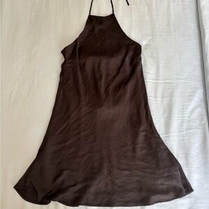 NWT Meshki Black Halter Satin Mini Dress